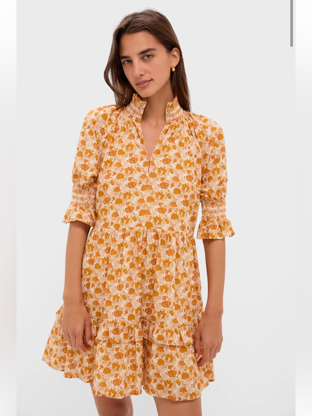 Tuckernuck Hyacinth House Burnt Orange Floral Sawyer Mini Dress